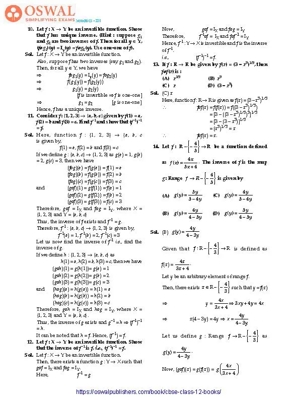 NCERT Solutions for Class 12 Maths Relations and Functions part 12