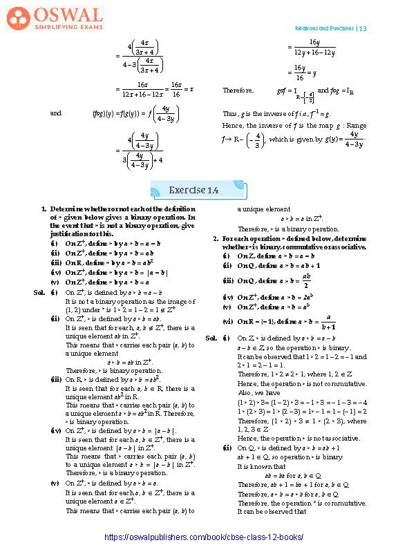 NCERT Solutions for Class 12 Maths Relations and Functions part 13