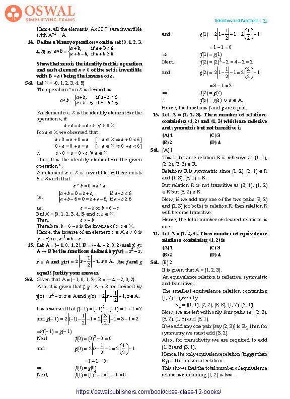 NCERT Solutions for Class 12 Maths Relations and Functions part 21