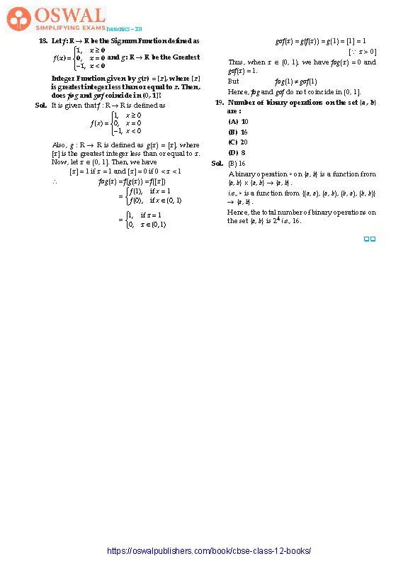 NCERT Solutions for Class 12 Maths Relations and Functions part 22