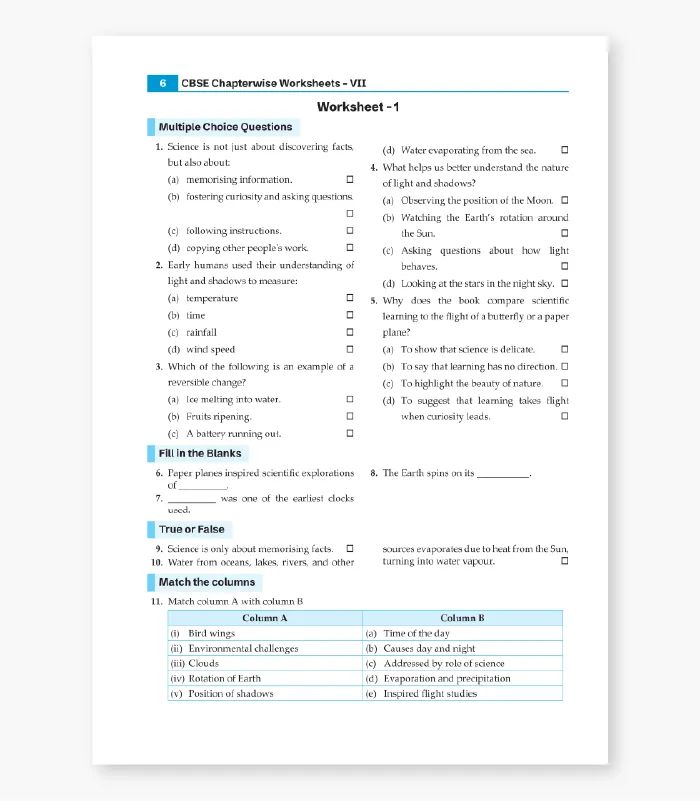 Class 7 Science Worksheet
