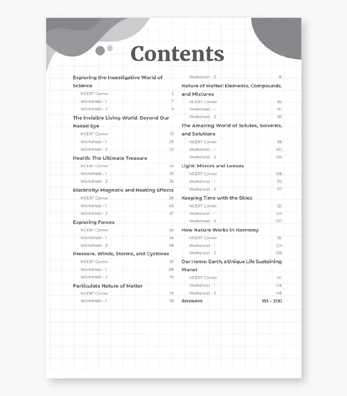 Science Worksheet for Class 8