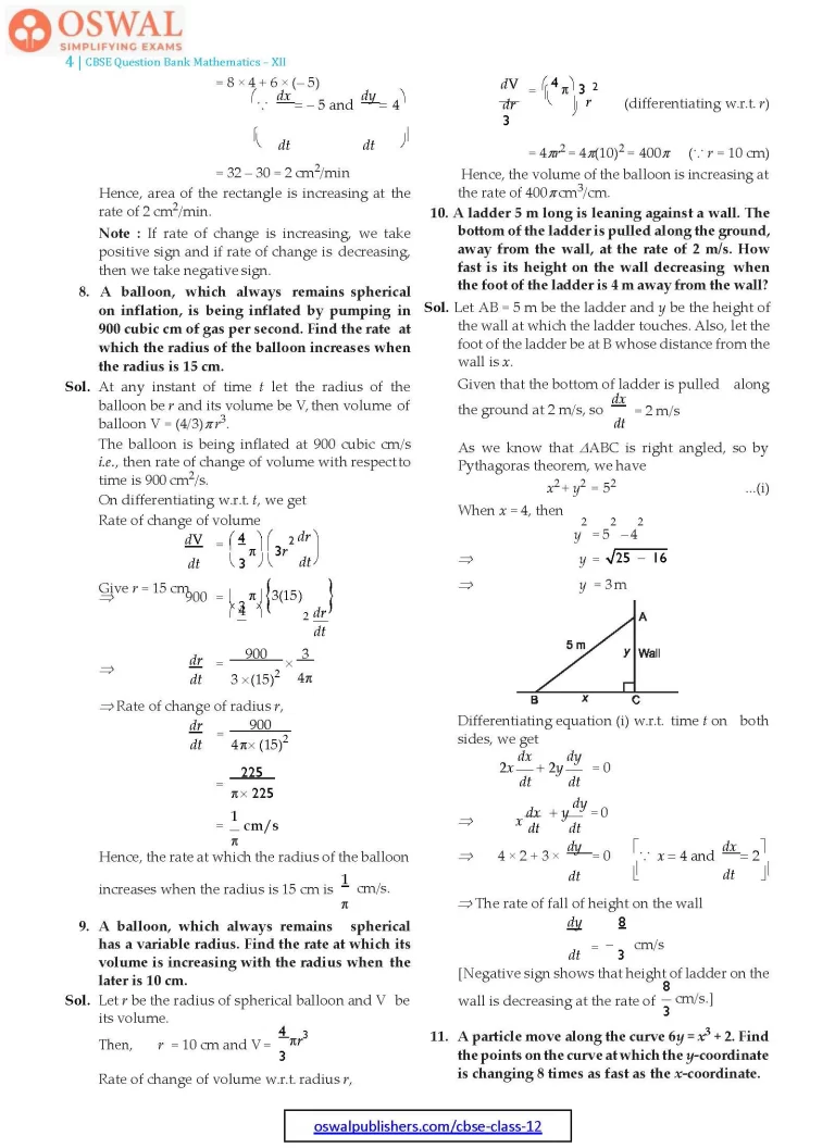 NCERT Solutions for Class 12 Maths Application of Derivatives part 4