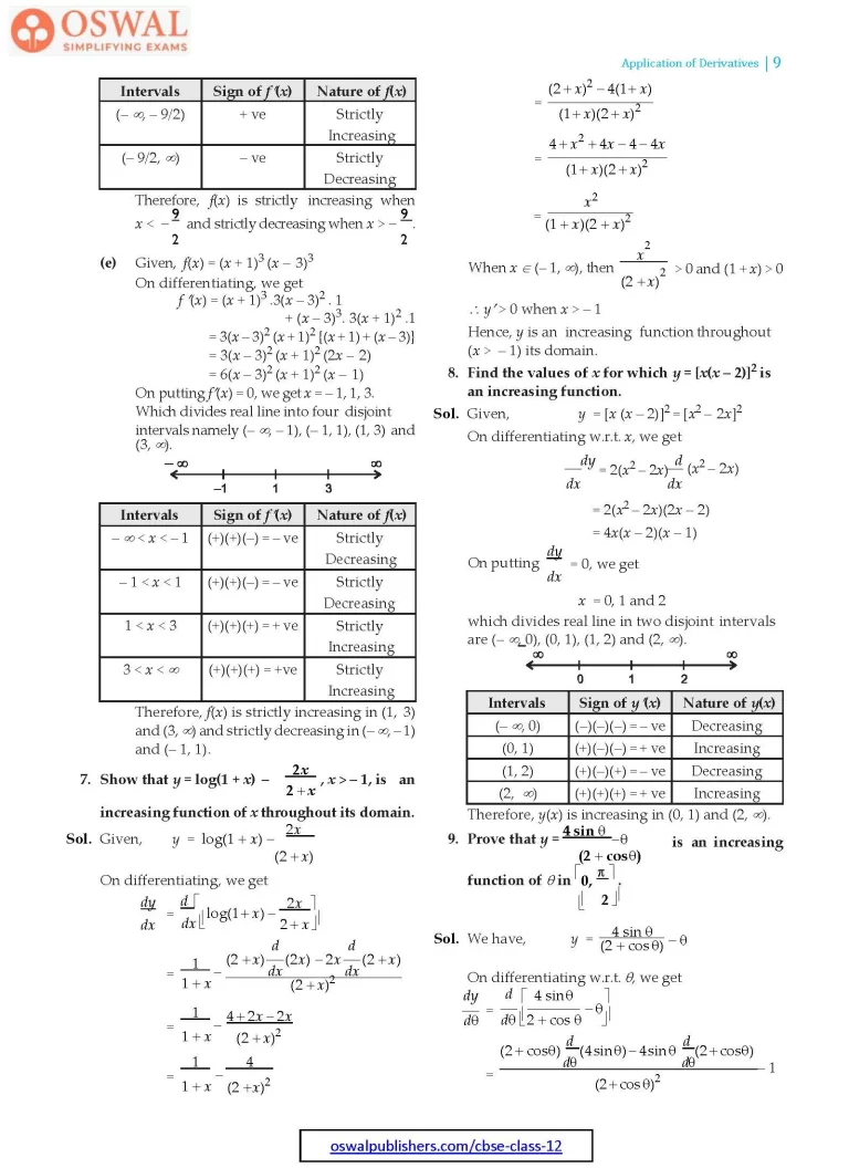 NCERT Solutions for Class 12 Maths Application of Derivatives part 9