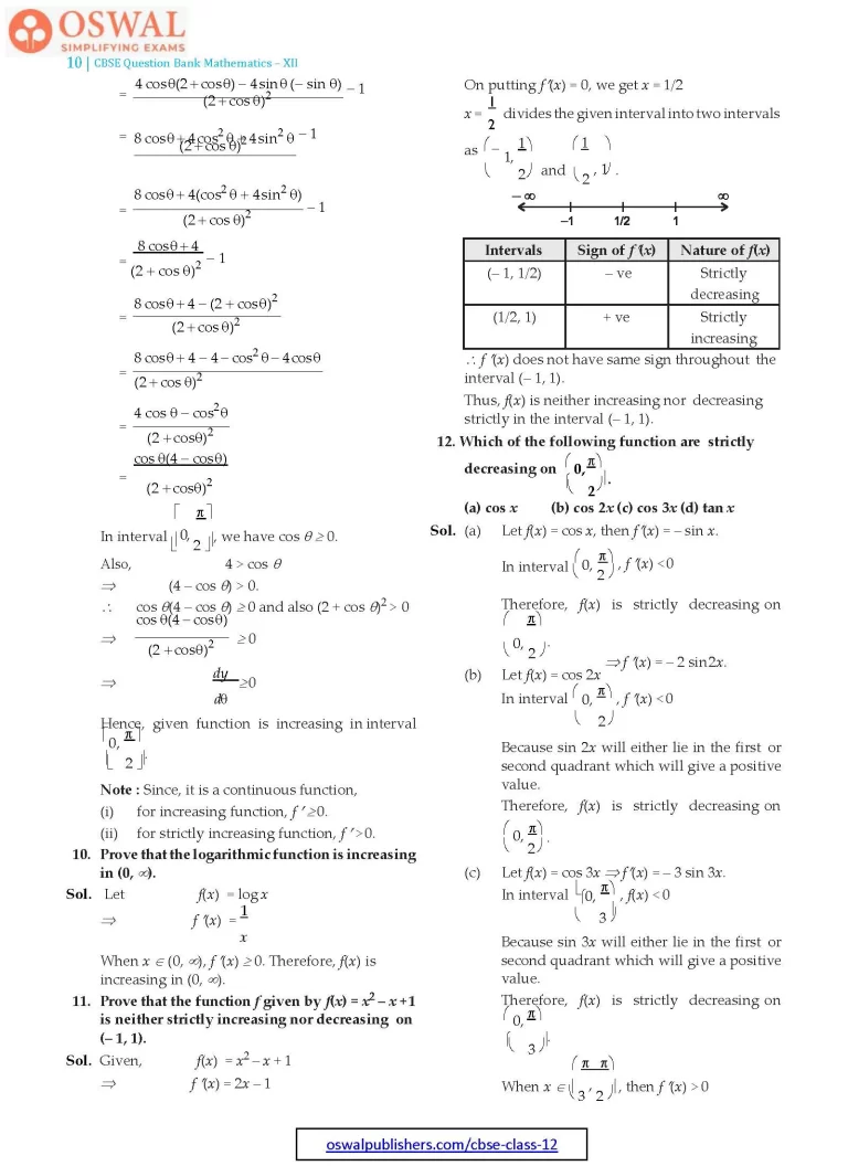 NCERT Solutions for Class 12 Maths Application of Derivatives part 10