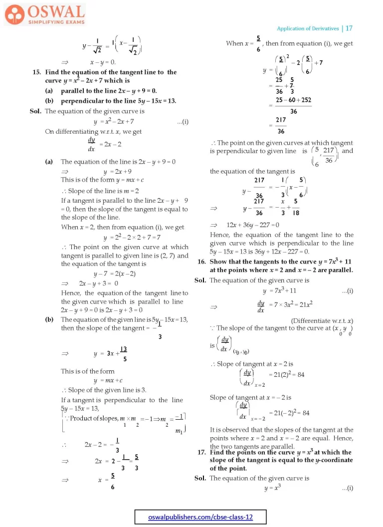 NCERT Solutions for Class 12 Maths Application of Derivatives part 17