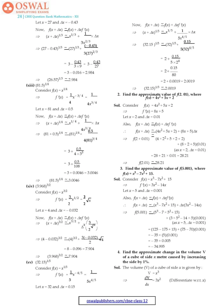 NCERT Solutions for Class 12 Maths Application of Derivatives part 24