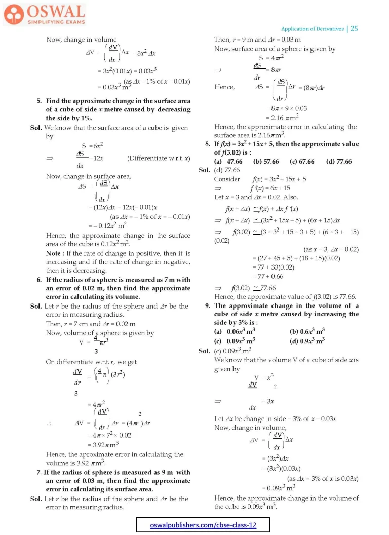 NCERT Solutions for Class 12 Maths Application of Derivatives part 25
