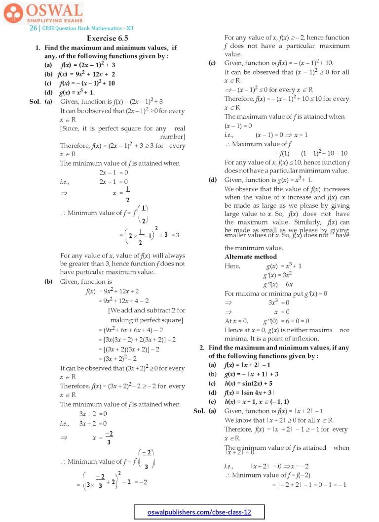 NCERT Solutions for Class 12 Maths Application of Derivatives part 26