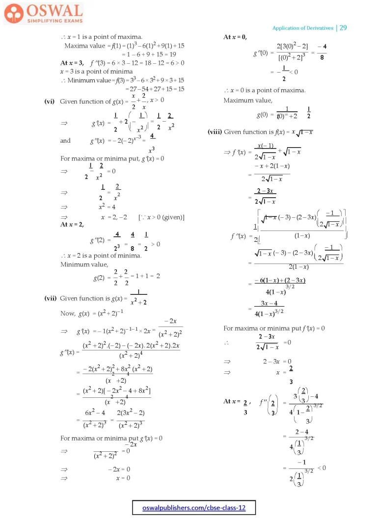 NCERT Solutions for Class 12 Maths Application of Derivatives part 29