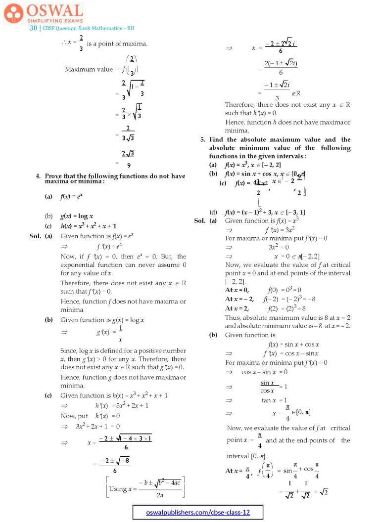 NCERT Solutions for Class 12 Maths Application of Derivatives part 30