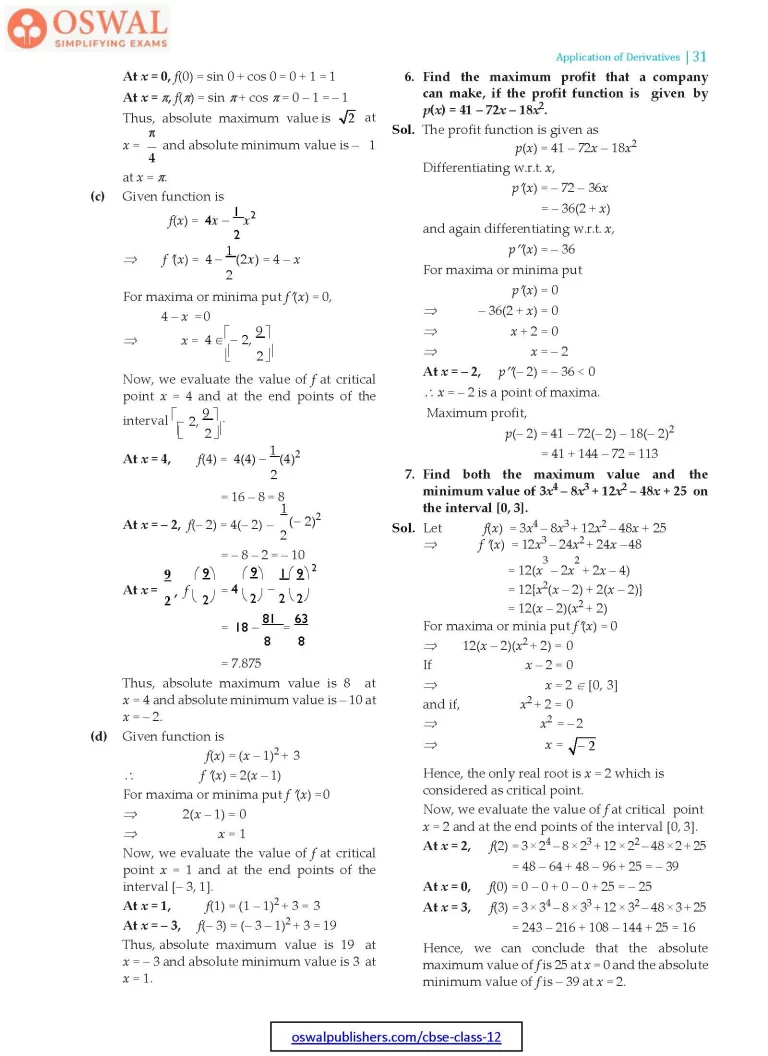 NCERT Solutions for Class 12 Maths Application of Derivatives part 31