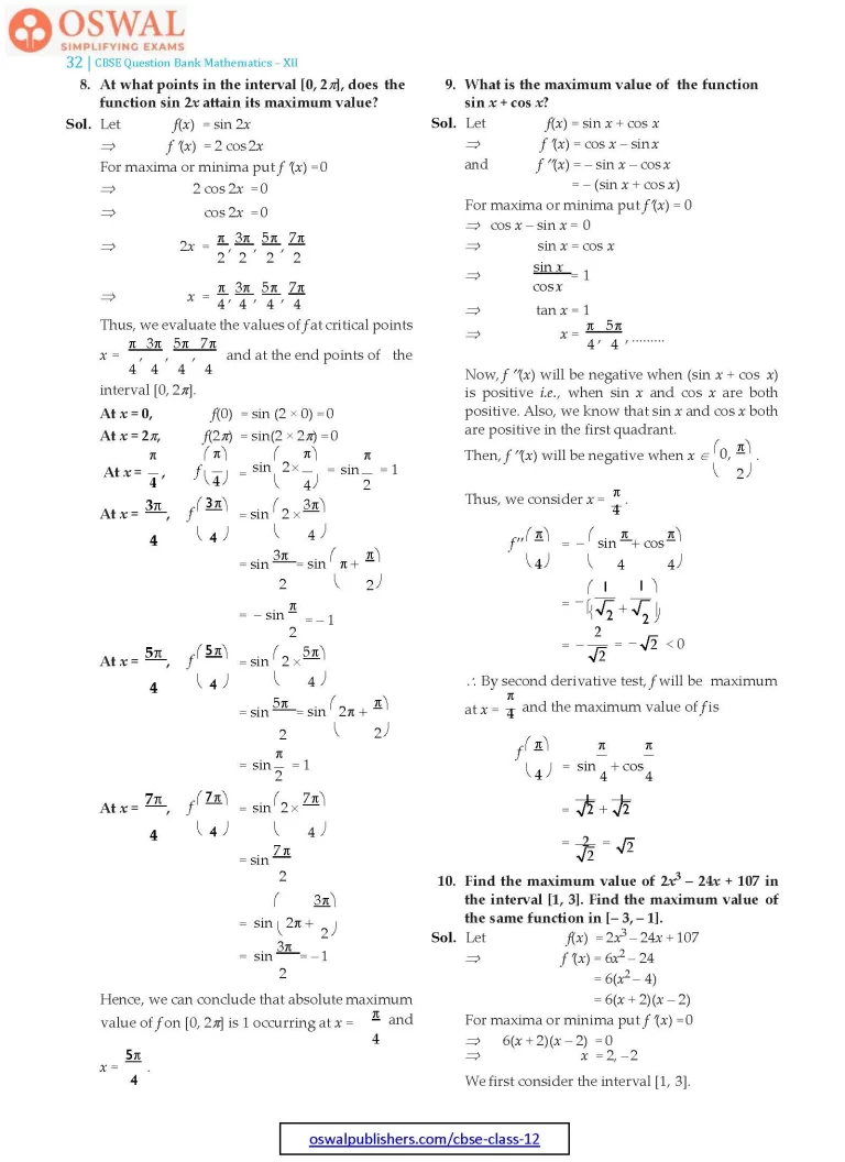 NCERT Solutions for Class 12 Maths Application of Derivatives part 32