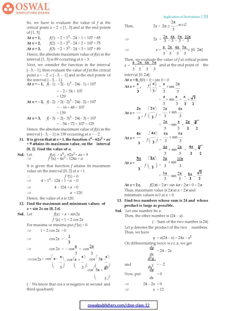 NCERT Solutions for Class 12 Maths Application of Derivatives part 33