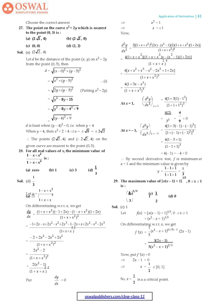 NCERT Solutions for Class 12 Maths Application of Derivatives part 41
