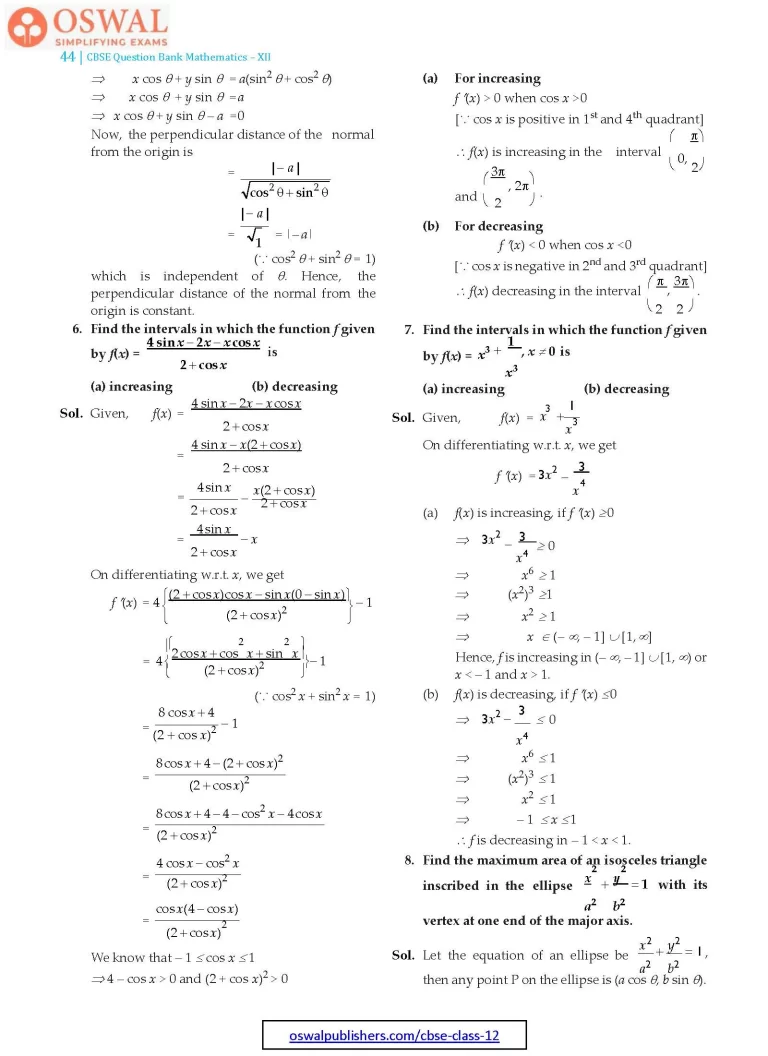 NCERT Solutions for Class 12 Maths Application of Derivatives part 44