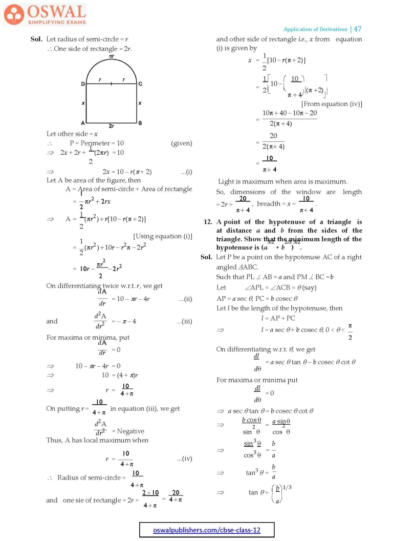 NCERT Solutions for Class 12 Maths Application of Derivatives part 47