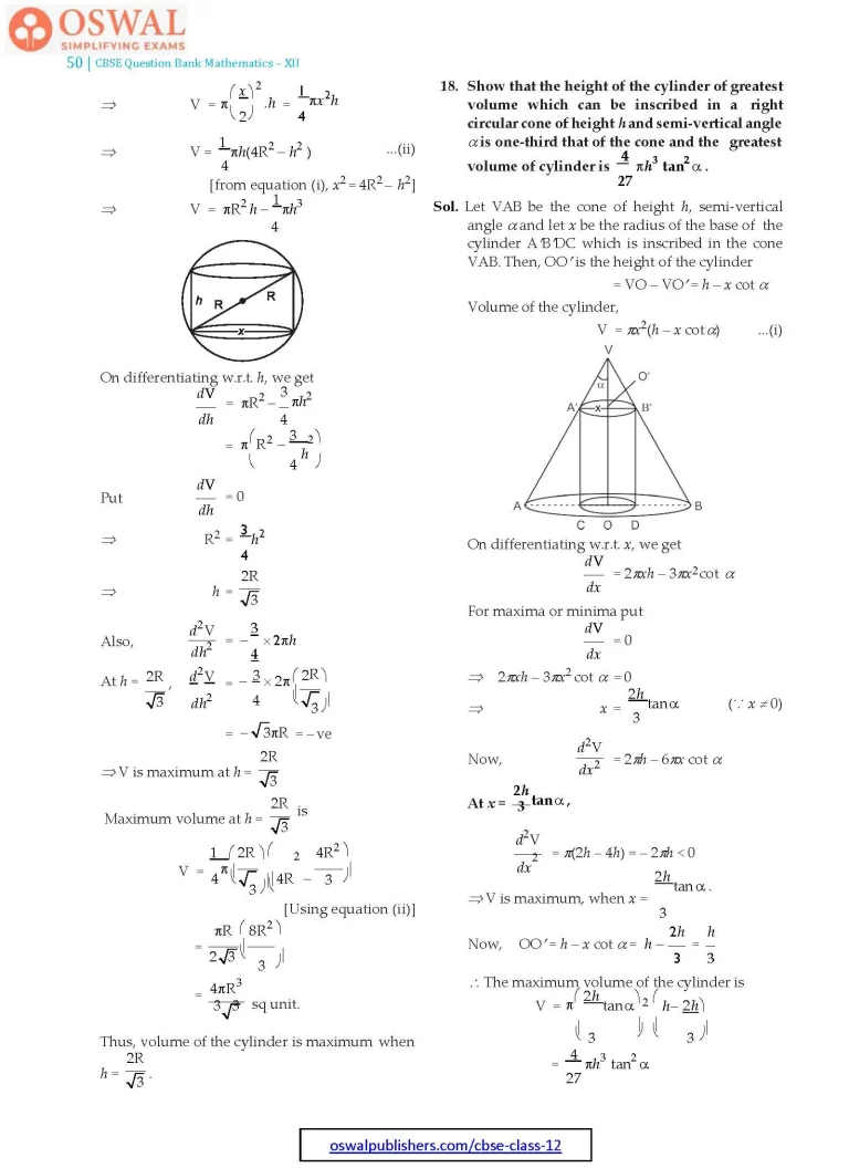 NCERT Solutions for Class 12 Maths Application of Derivatives part 50