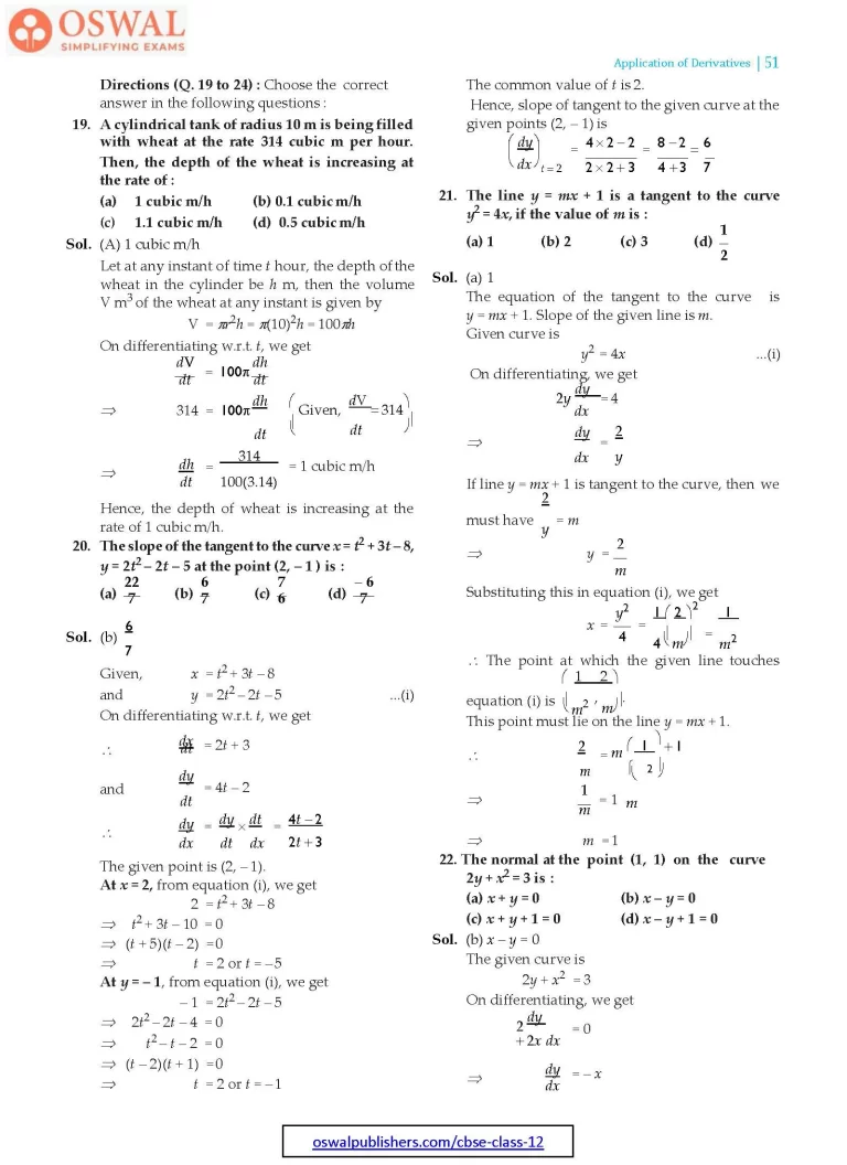 NCERT Solutions for Class 12 Maths Application of Derivatives part 51