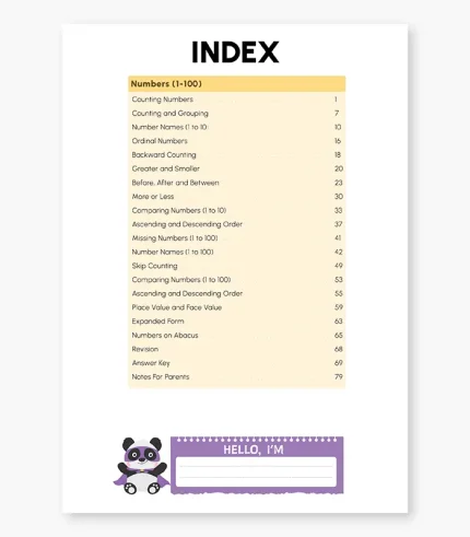 k2p maths workbook 1 index