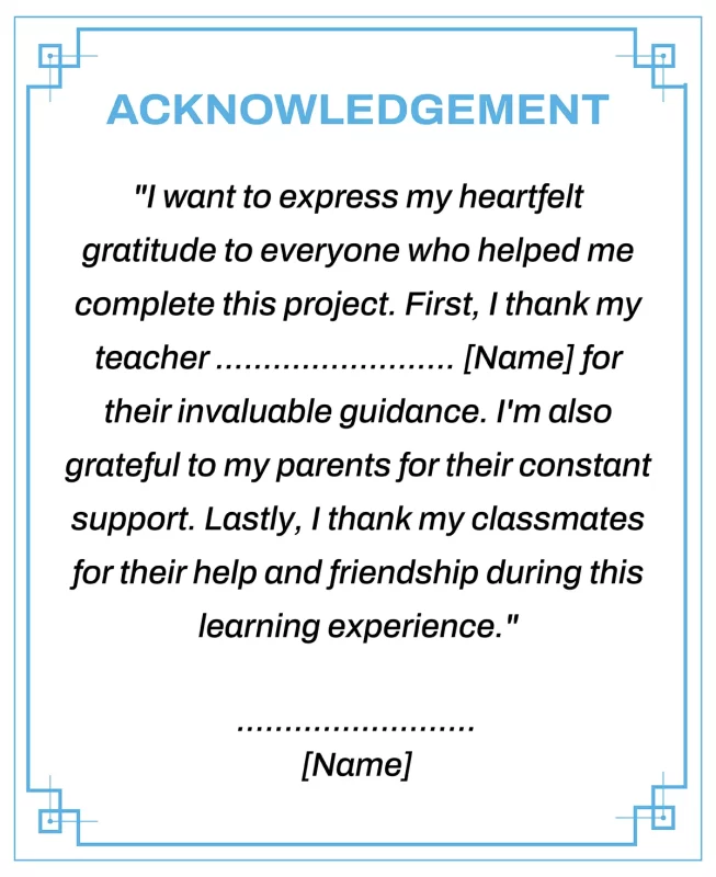 Project Acknowledgement Format for Class 12