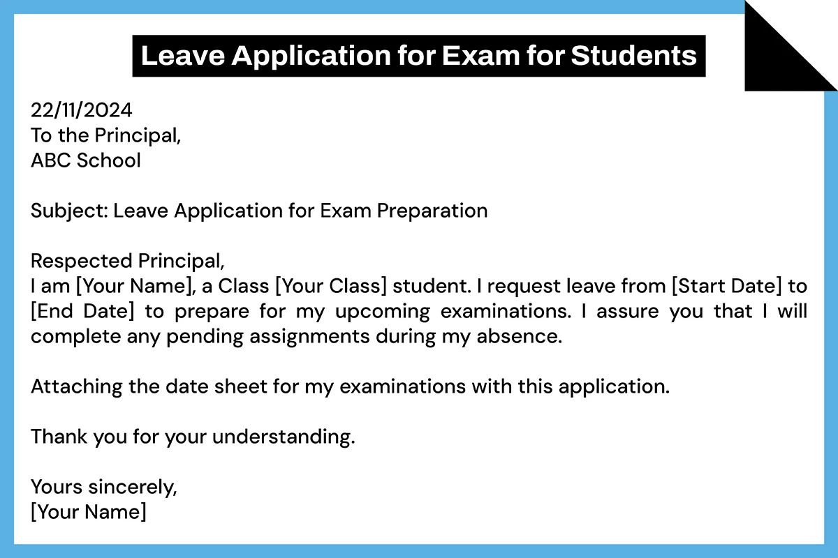 Format of Leave Application for Exam