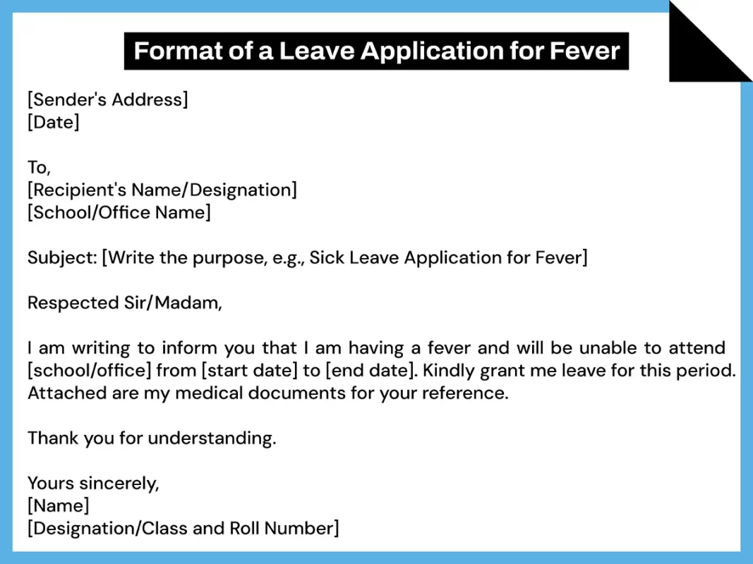 Format of a Leave Application for Fever