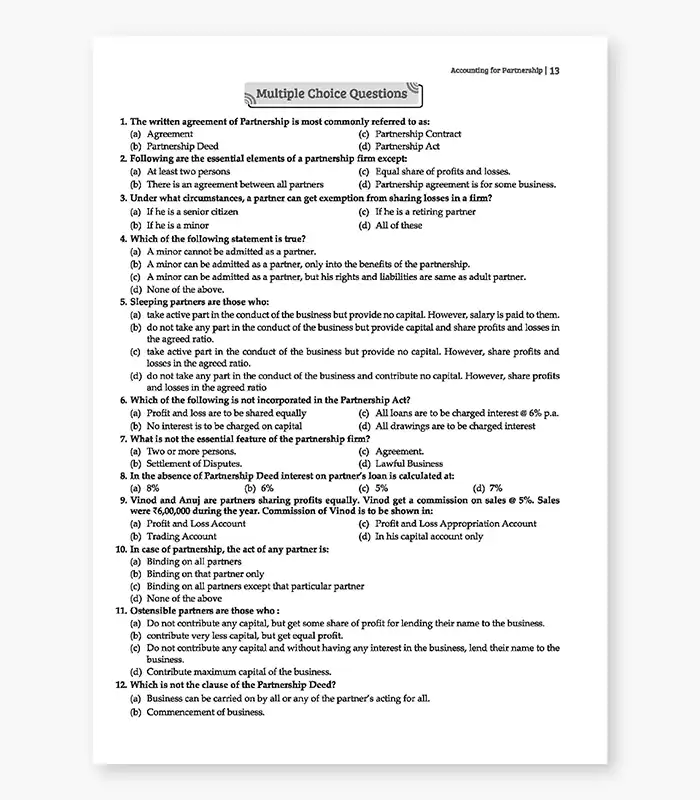 Accountancy MCQs CUET UG