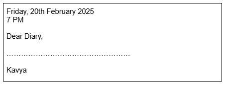 Format for Diary Entry for Class 9