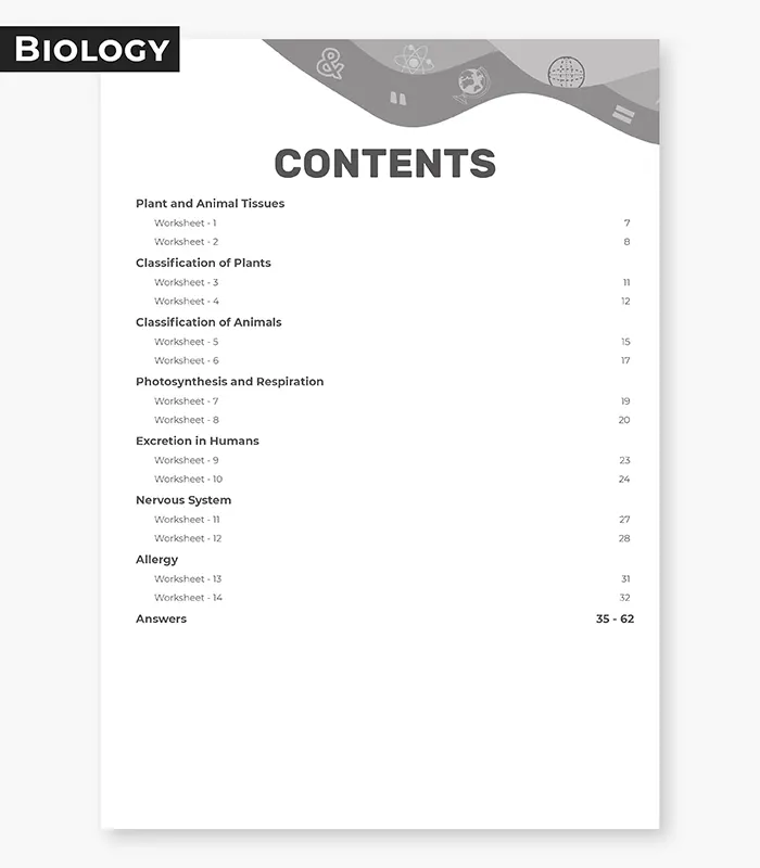 biology worksheets icse class 7