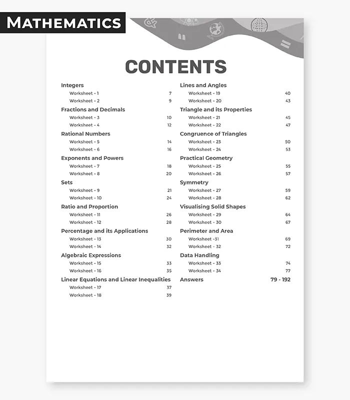 maths worksheets icse class 7