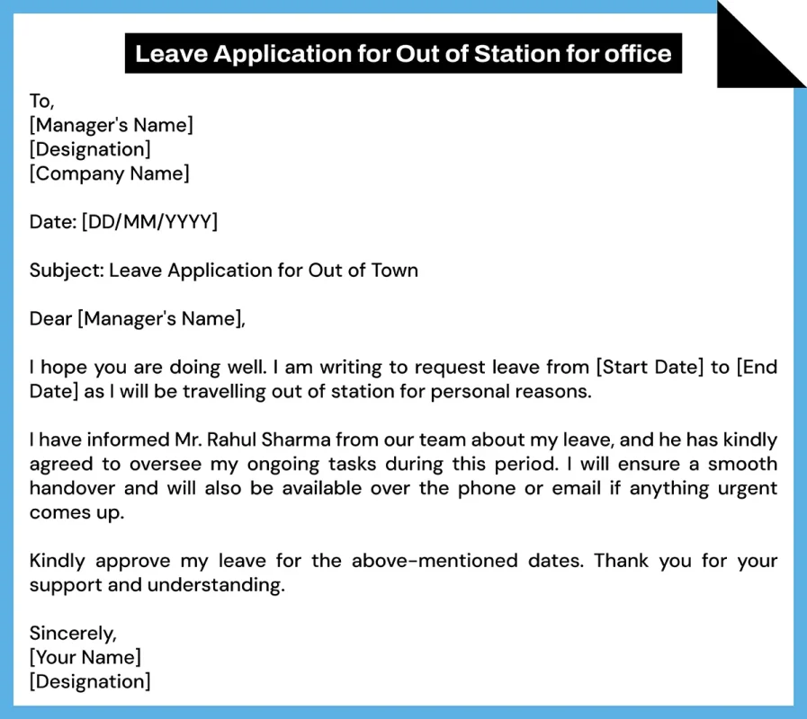 Leave Application for Out of Station for office
