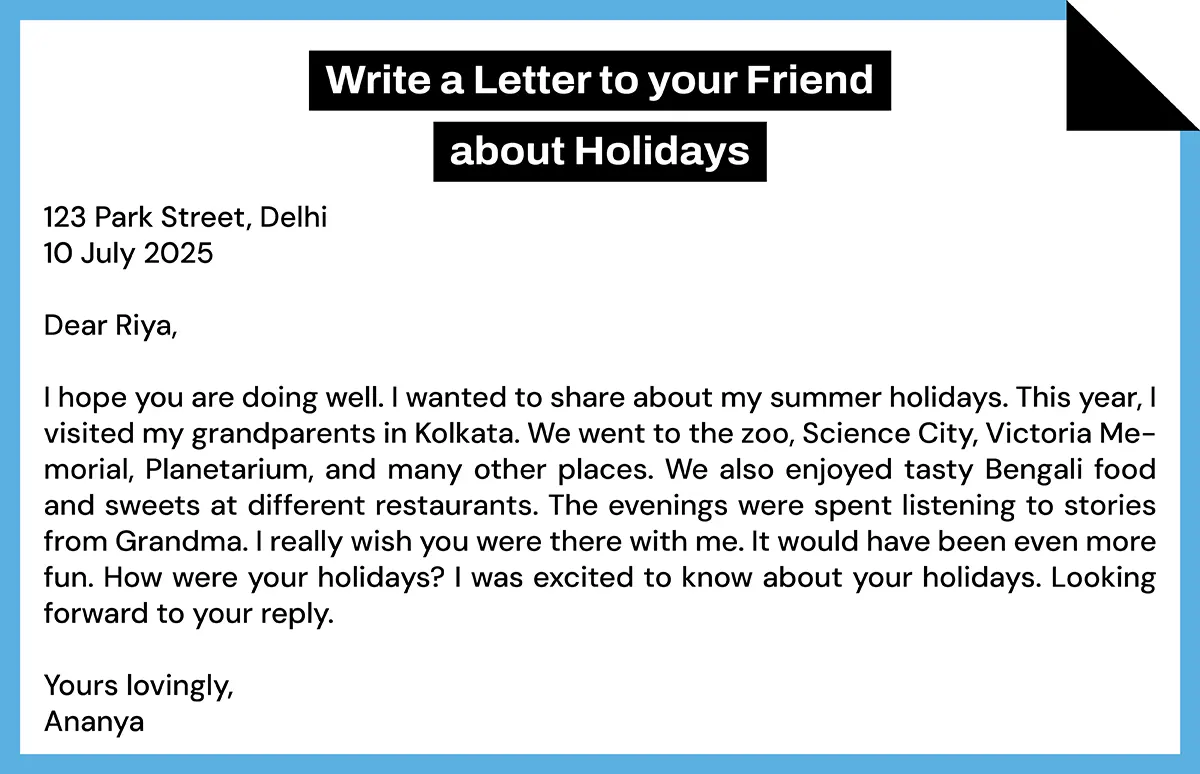 Write a Letter to Your Friend about Holidays