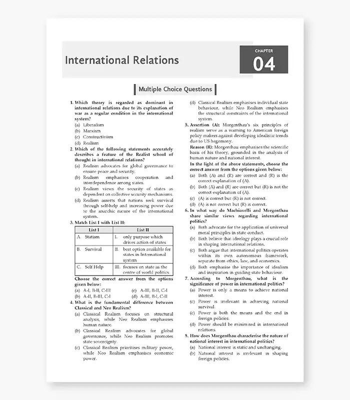 NTA CUET PG Political Science Question Bank 4