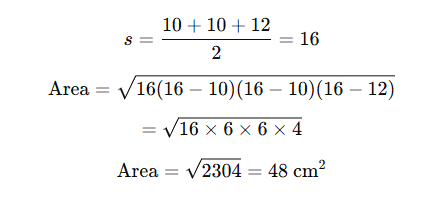 Heron’s Formula for Isosceles Triangle
