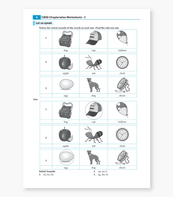 Class 1 English Worksheet