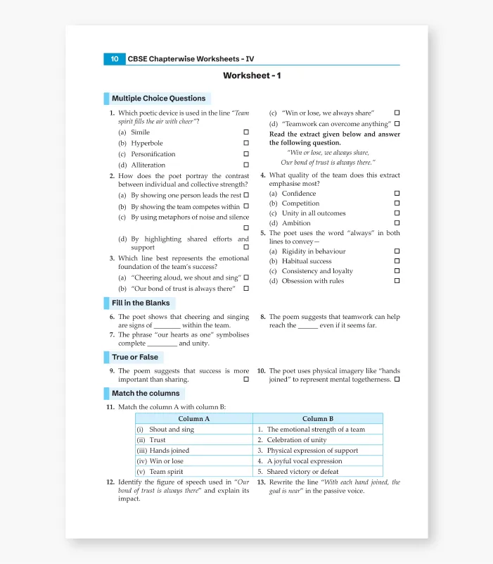 Class 4 English Worksheet