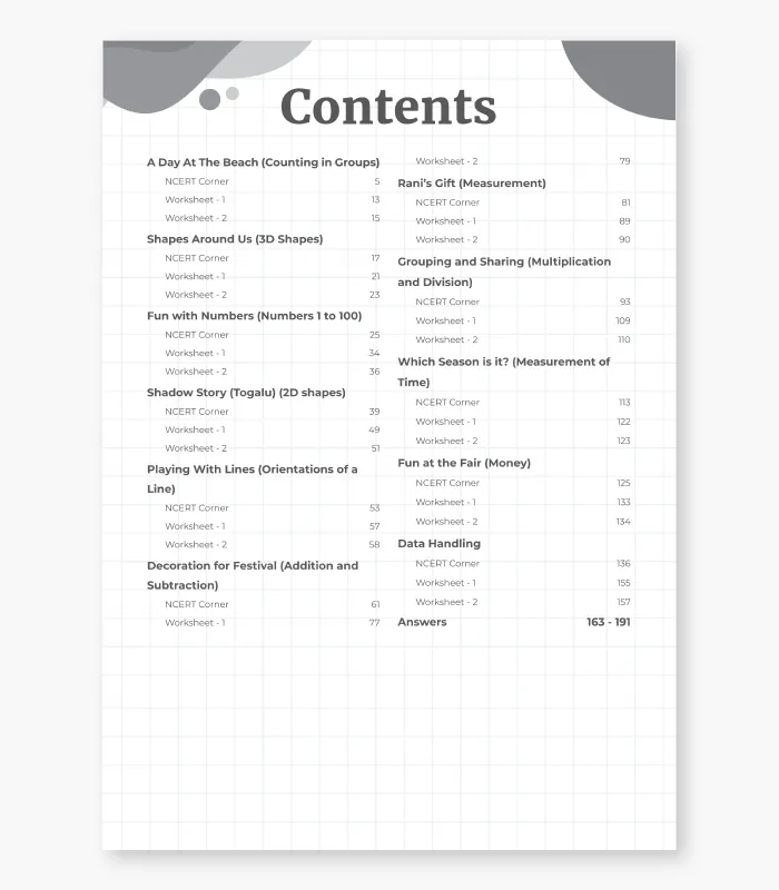 Maths Worksheet for Class 2