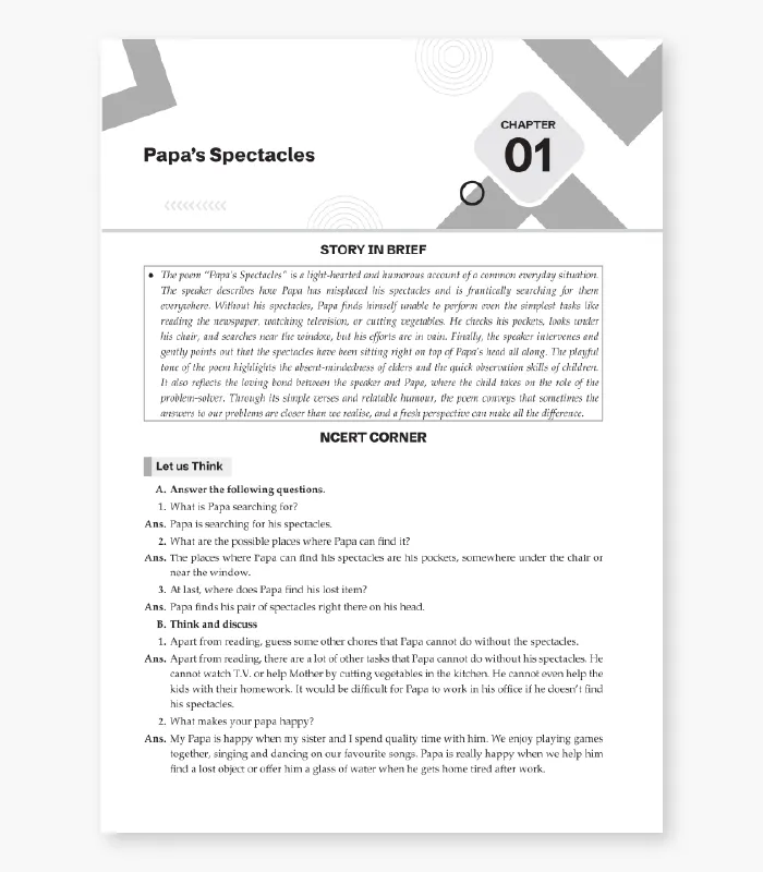 English worksheet for CBSE Class 5 with answers