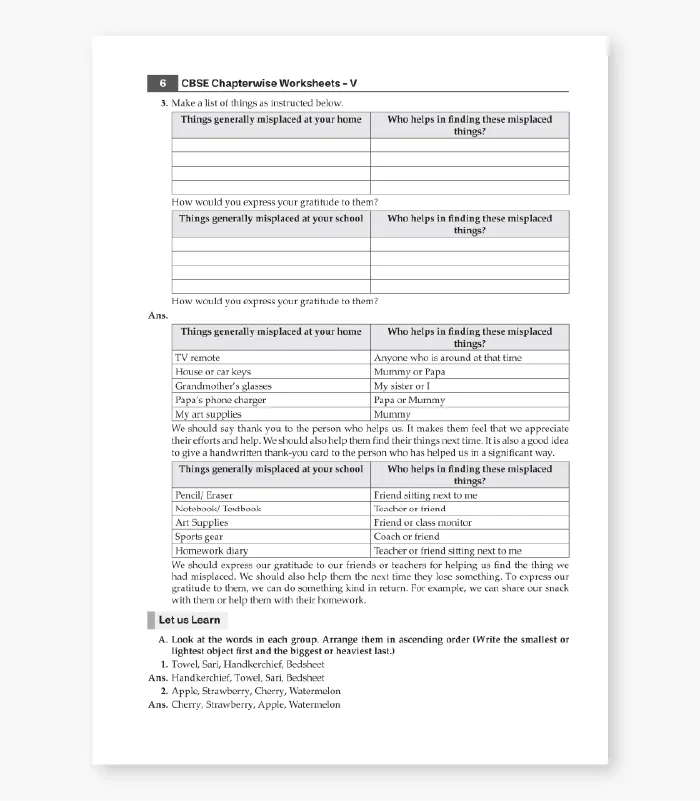 Class 5 English Worksheet