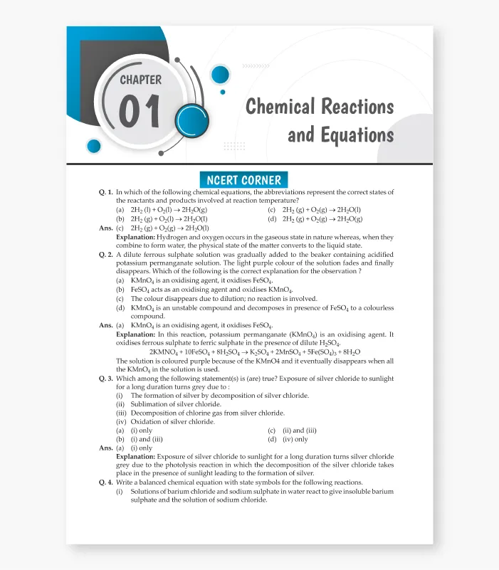 Science worksheet for CBSE Class 10 with answers