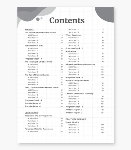 Social Science Worksheet for Class 10