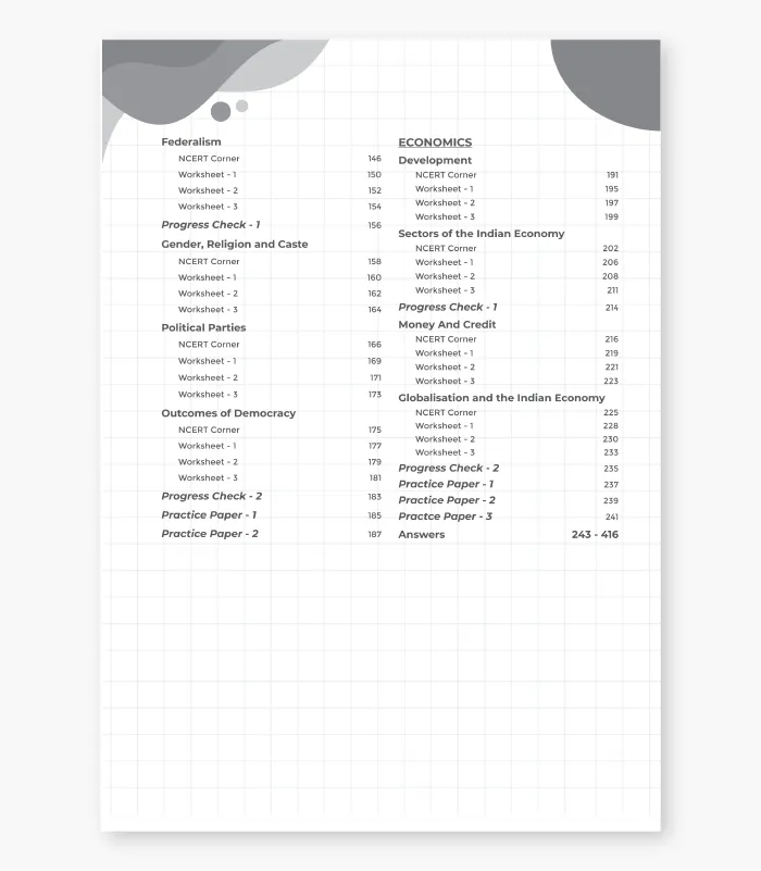 Social Science Worksheet for Class 10