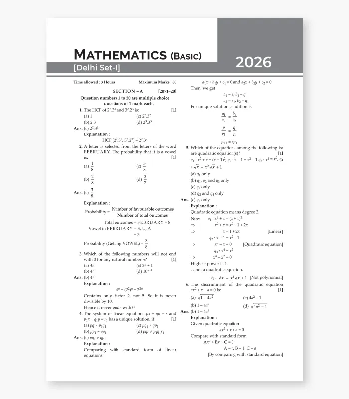 Mathematics Basic Last 10 Years Solved Papers for CBSE Class 10 Exam 2027 4